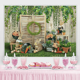 Grün Garten Mit Schön Kaninchen Glücklich Ostern Hintergrund